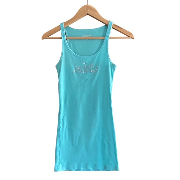 Victoria's Secret Tops - Victoria secret Just Married teal tank top